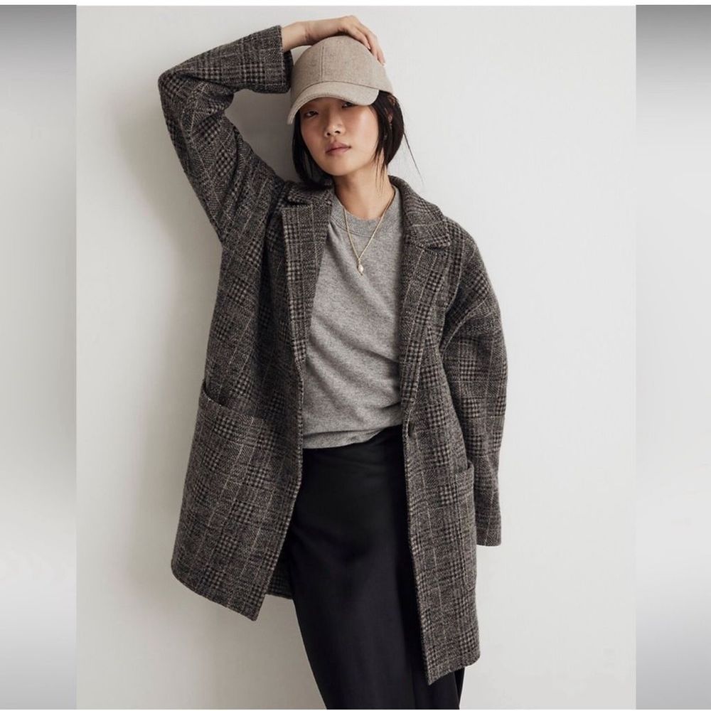 $228 Madewell Sweater Blazer Grey Plaid size XS m1
